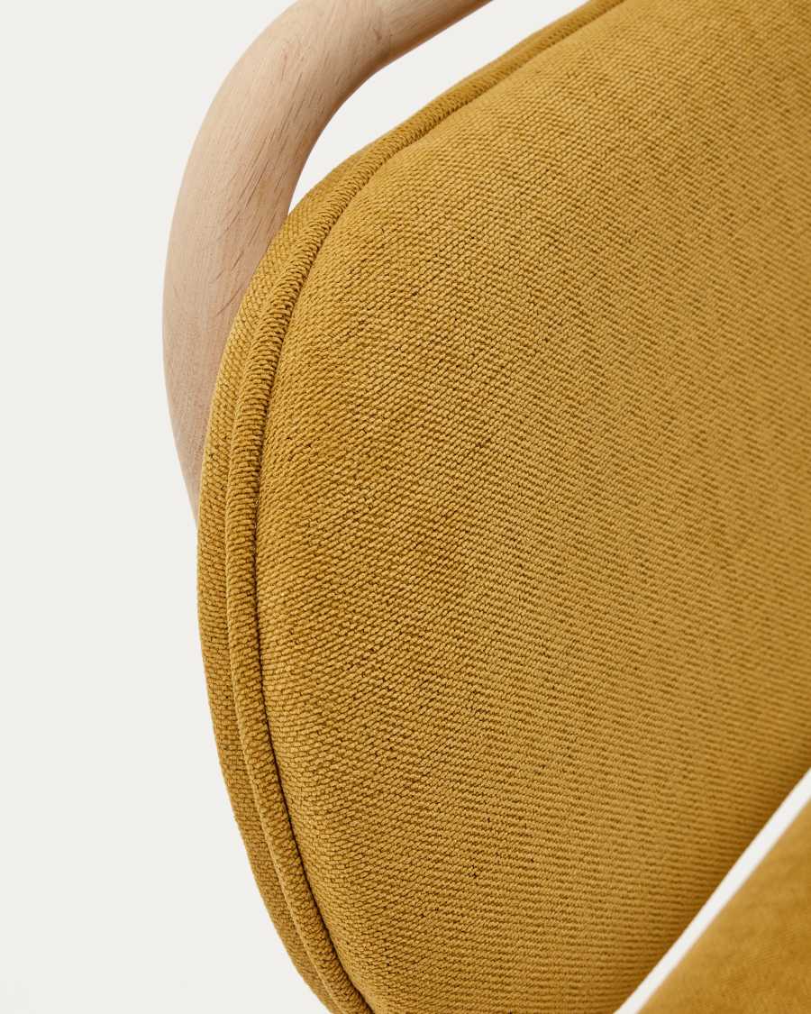 Helda chair in mustard chenille and solid oak wood FSC Mix Credit
