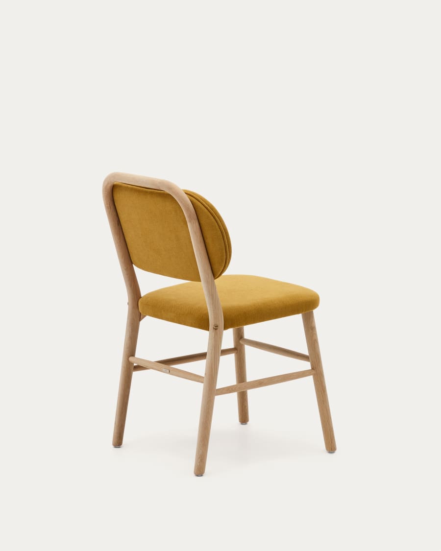Helda chair in mustard chenille and solid oak wood FSC Mix Credit