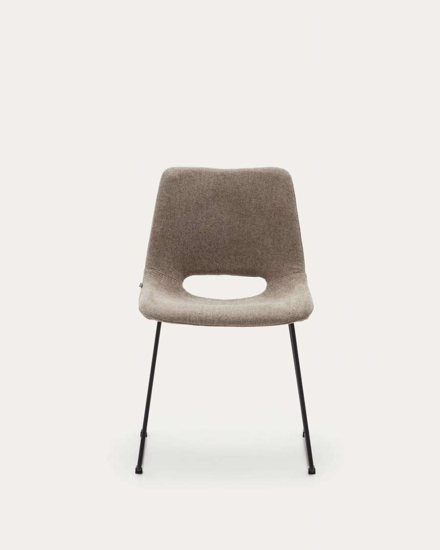 Zahara chair in brown with steel legs in a black finish