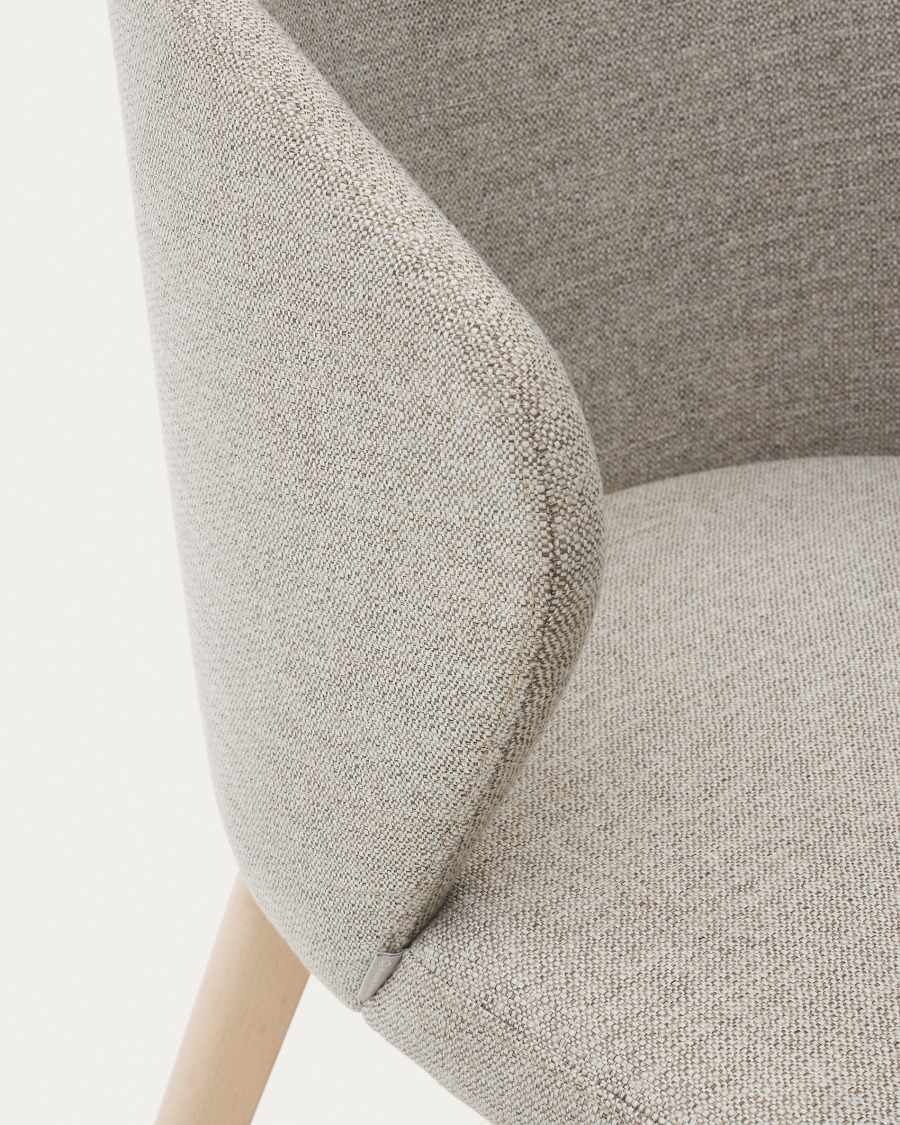 Darice chair in brown chenille and solid beech wood in a natural finish FSC 100%