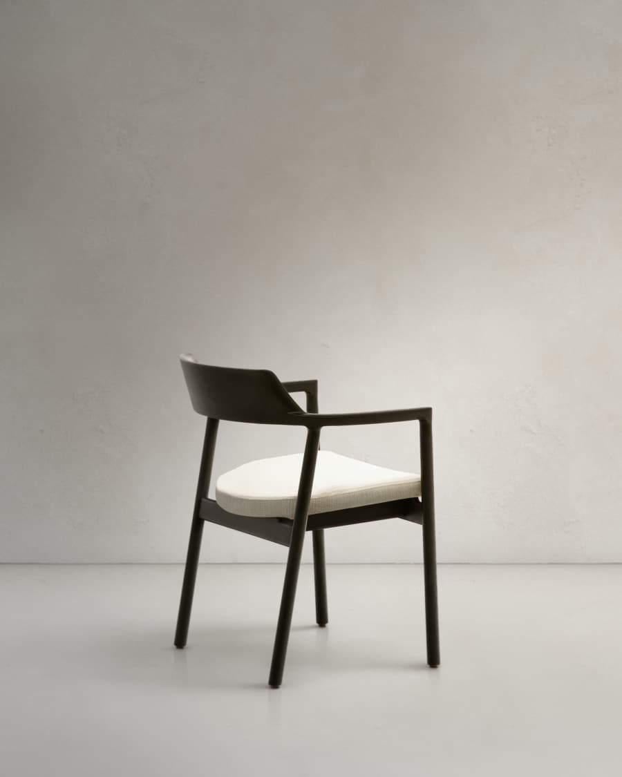 Chaise Alocs tissu chenille beige déhoussable bois de chêne finition noire FSC Mix Credit