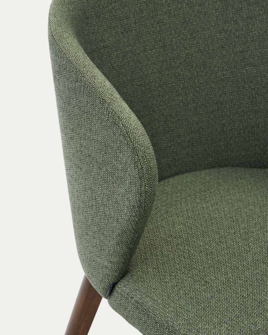 Darice chair in green chenille and solid beech wood in a walnut finish FSC 100%