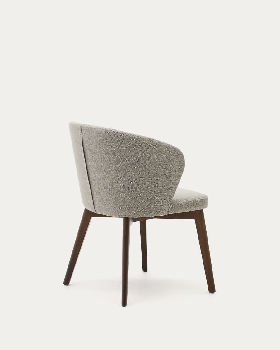 Darice chair in brown chenille and solid beech wood in a walnut finish FSC 100%