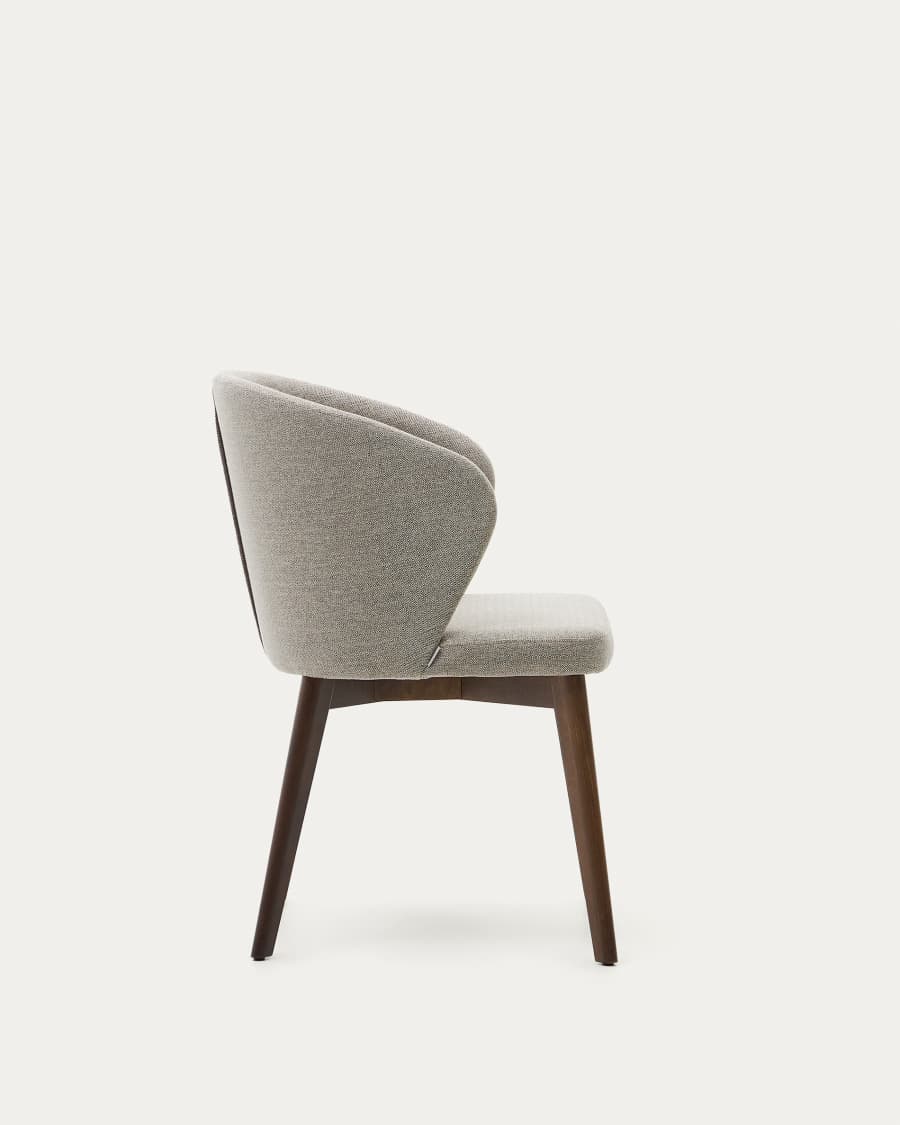 Darice chair in brown chenille and solid beech wood in a walnut finish FSC 100%
