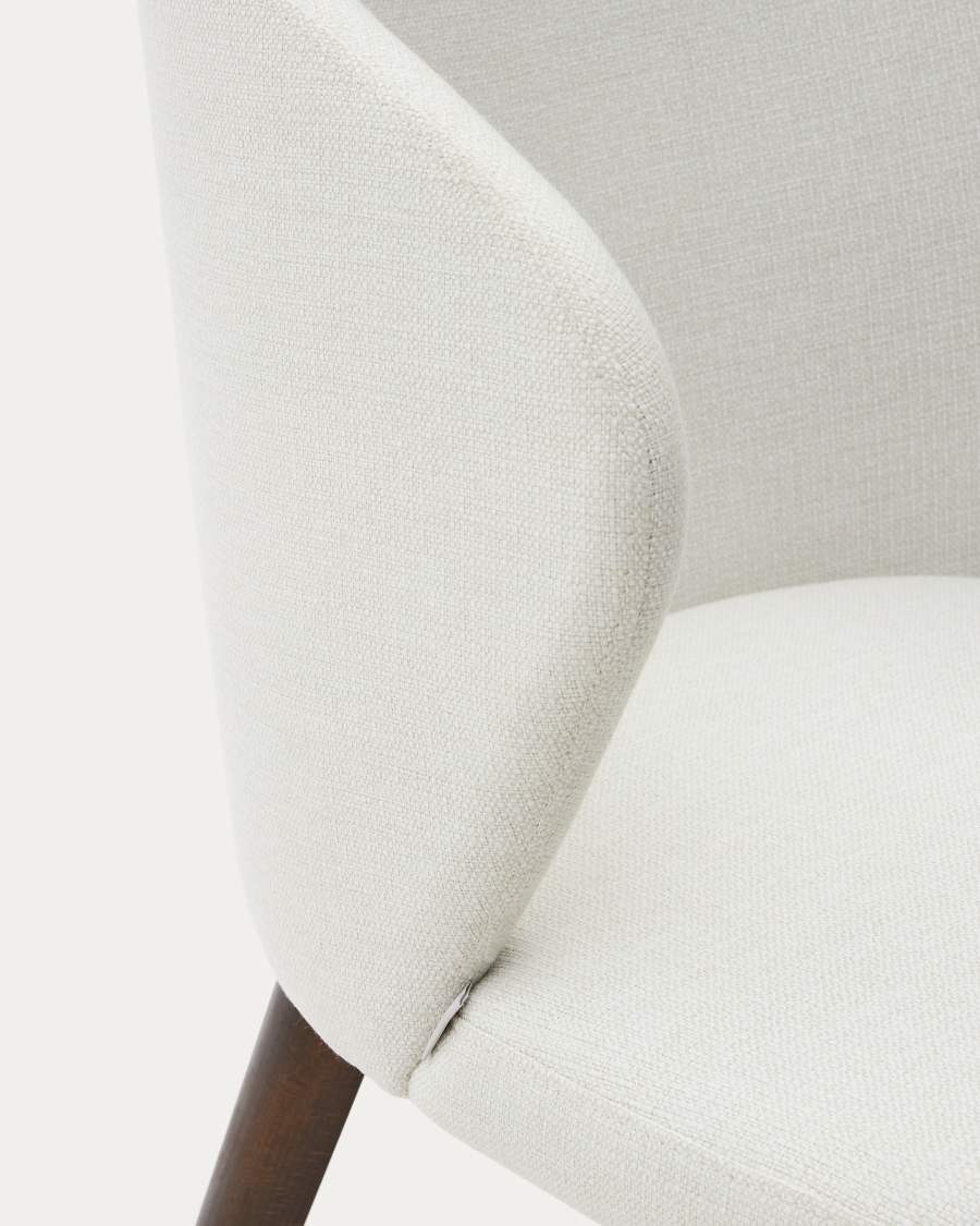 Darice chair in beige chenille and solid beech wood in a walnut finish FSC 100%