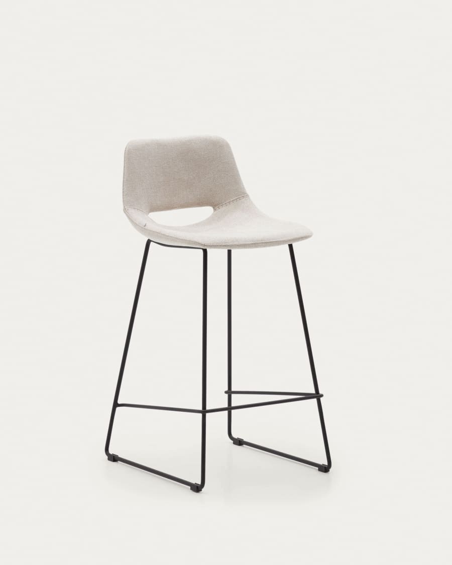 Zahara beige stool with steel in a black finish, height 65 cm FSC 100%