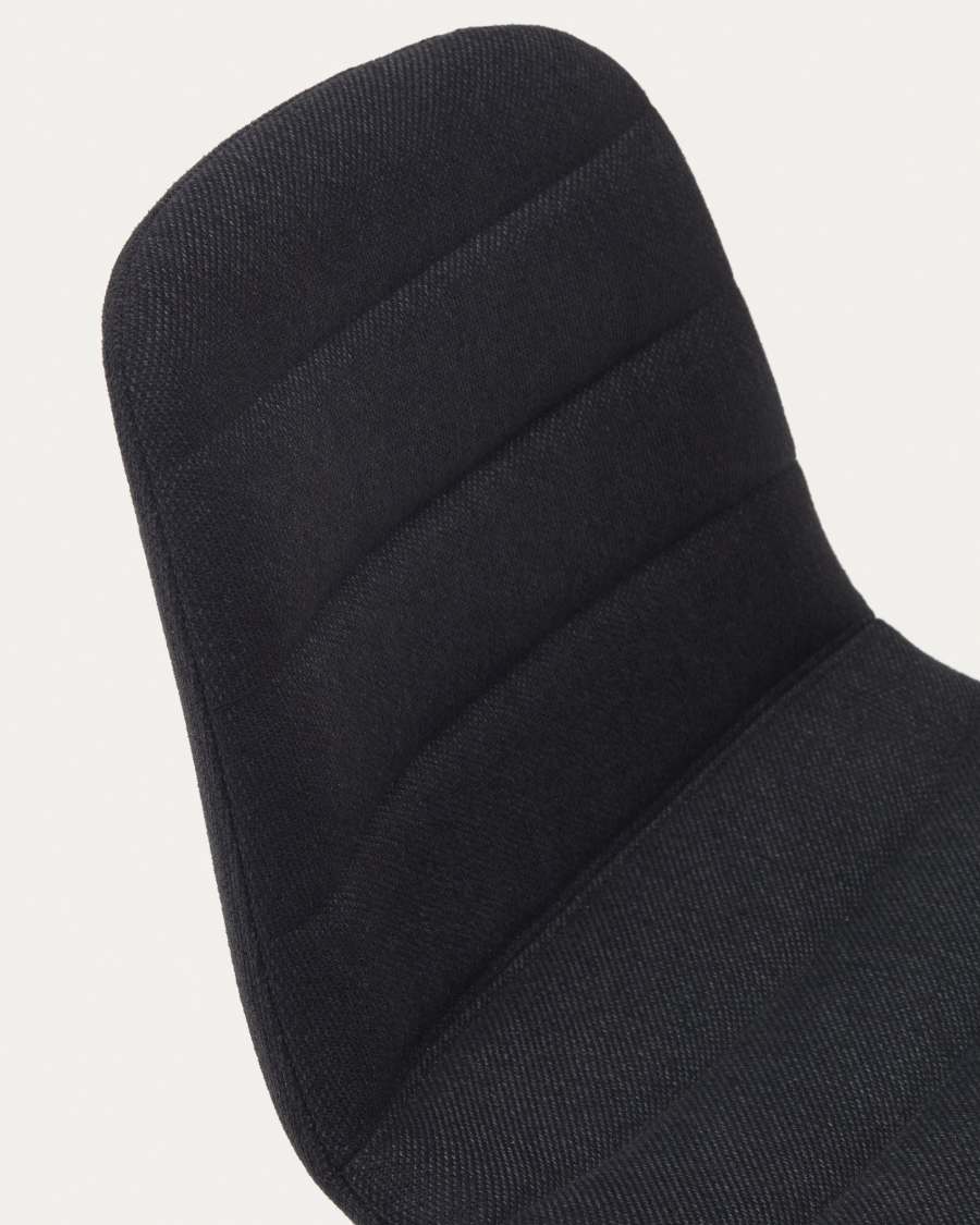 Zunilda stool in black chenille and steel finished with matt black height 65 cm FSC 100%