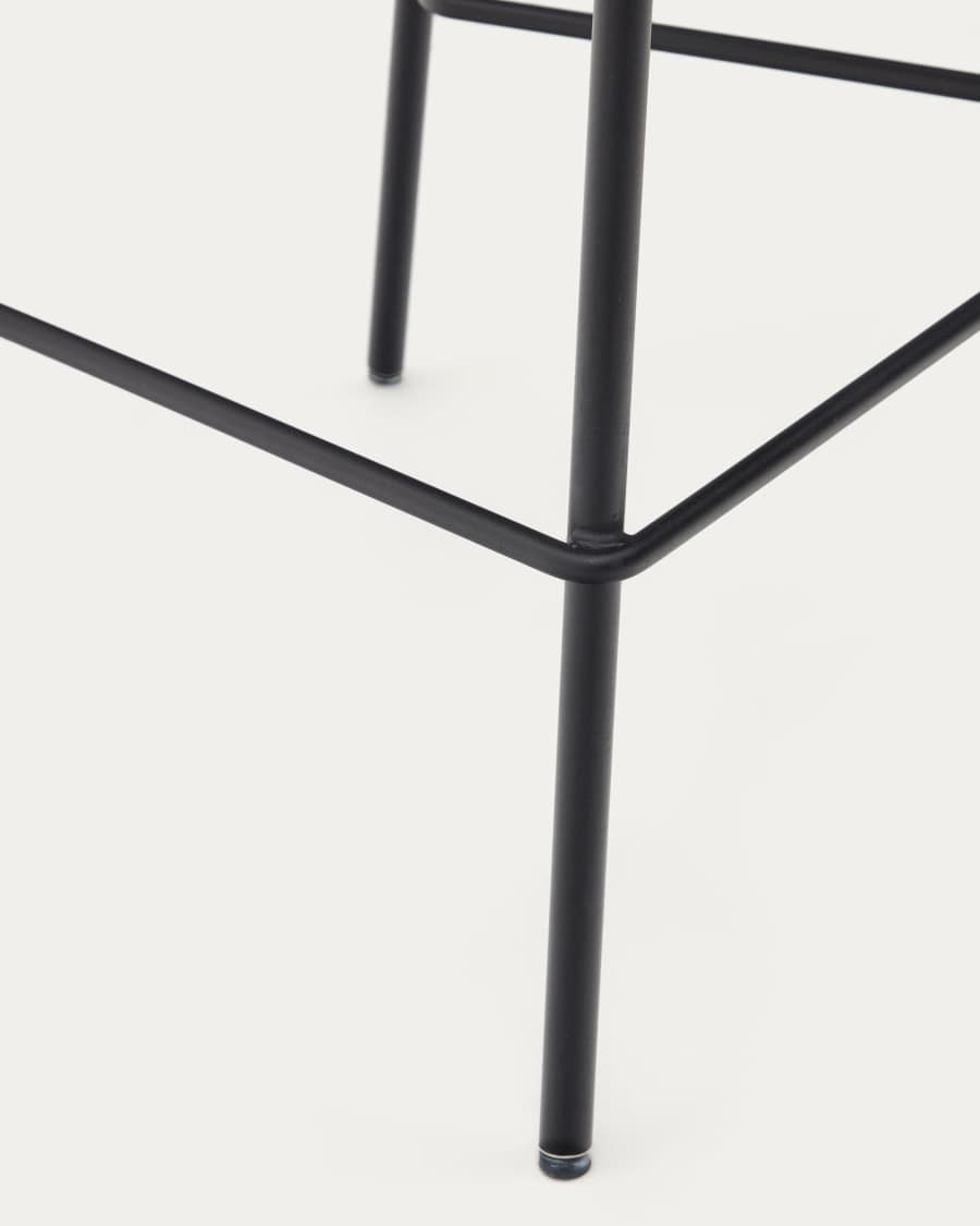 Zunilda stool in black chenille and steel finished with matt black height 65 cm FSC 100%