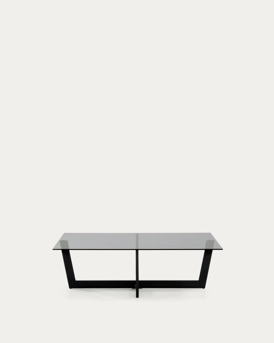 Black glass Plam coffee table 120 x 70 cm