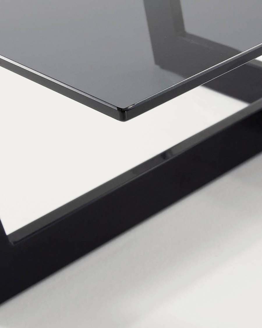 Black glass Plam coffee table 120 x 70 cm