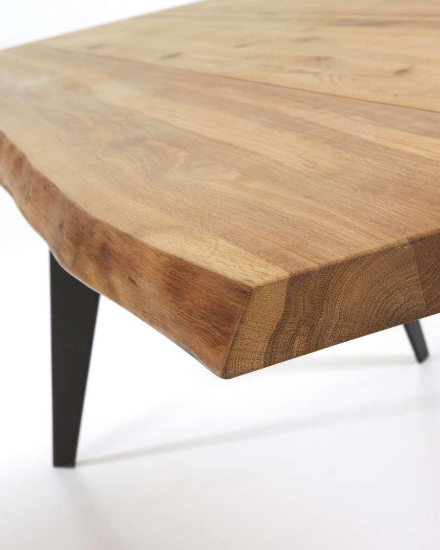 Koda oak veneer table with natural finish and steel legs with black finish 160 x 90 cm