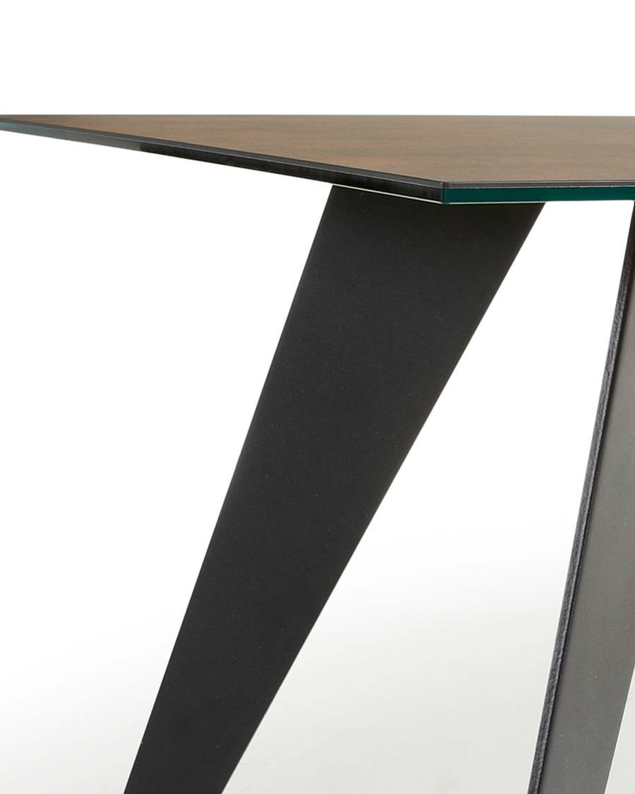 Τραπέζι Koda, πορσελάνη Iron Corten και ατσάλινα πόδια σε μαύρο φινίρισμα 200 x 100 εκ