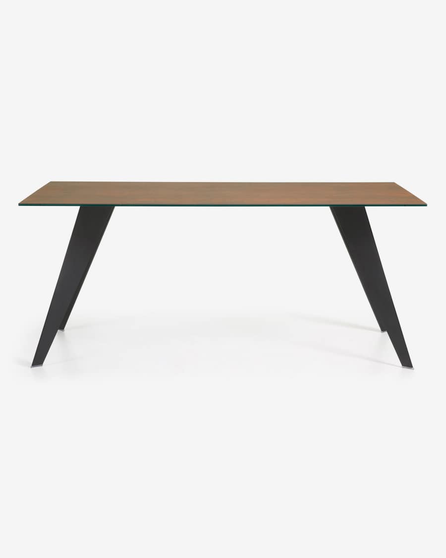 Τραπέζι Koda, πορσελάνη Iron Corten και ατσάλινα πόδια σε μαύρο φινίρισμα 200 x 100 εκ