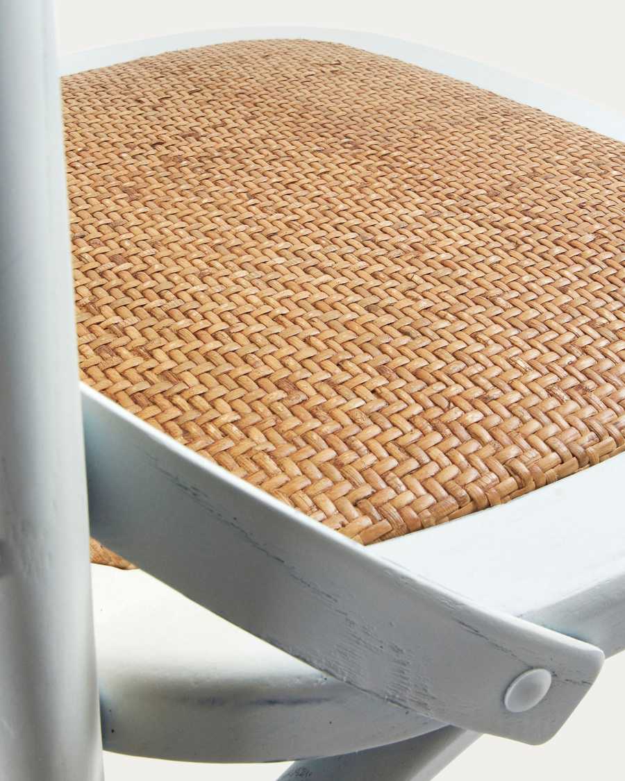 Alsie chair in solid birch wood with white lacquer and rattan seat