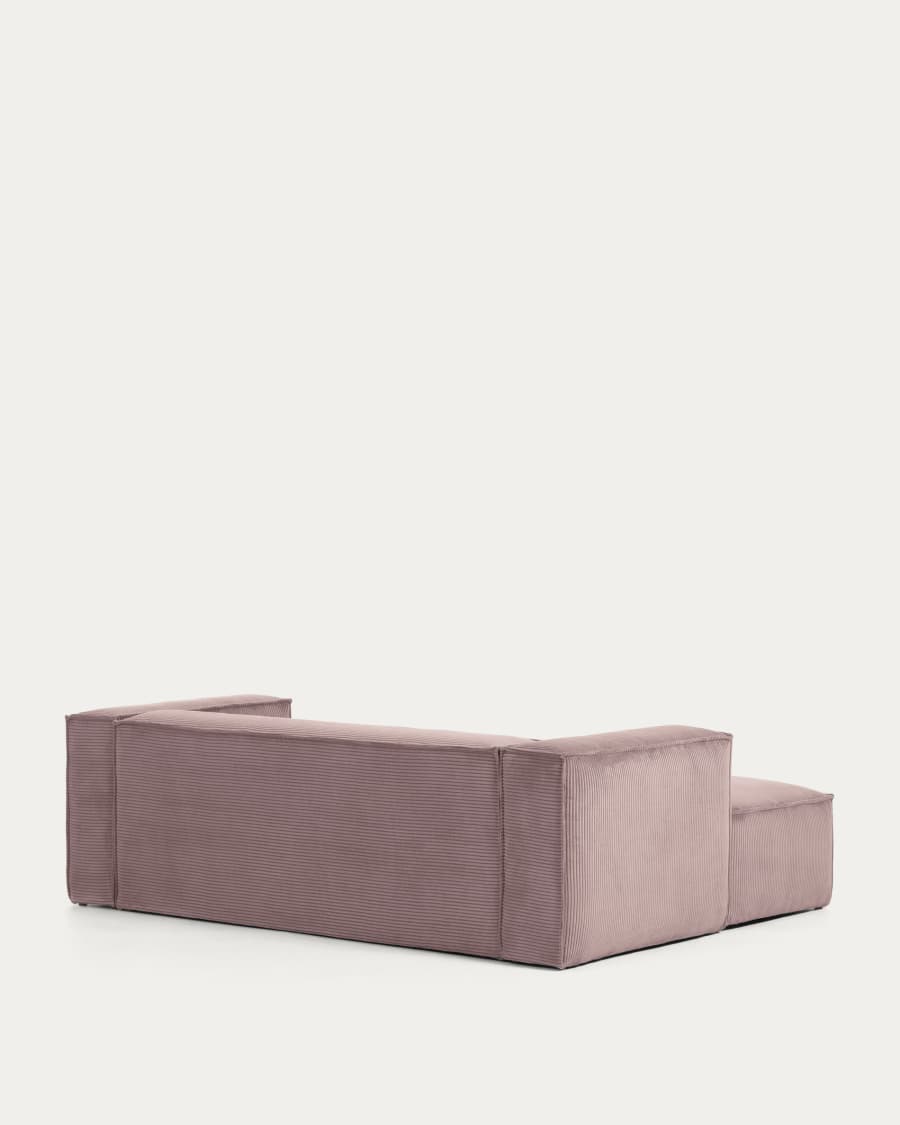 Blok 2-seater left chaise longue sofa in pink thick corduroy 240cm FSC Mix Credit