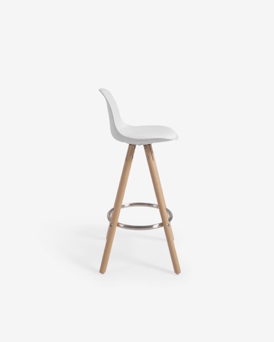 Slad Barhocker weiss und Buchenholz Höhe 65 cm