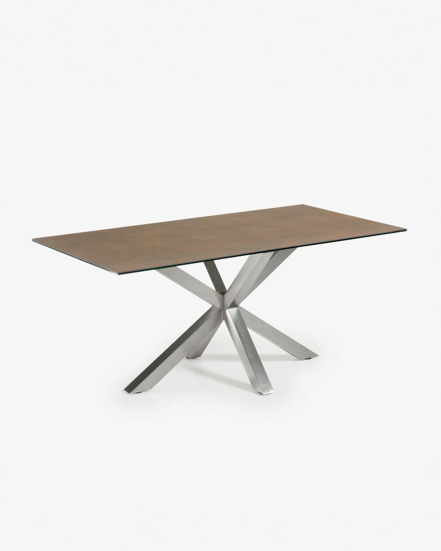 Table New Argo 180x100 cm, inox Mat Porcelanique Iron Corte