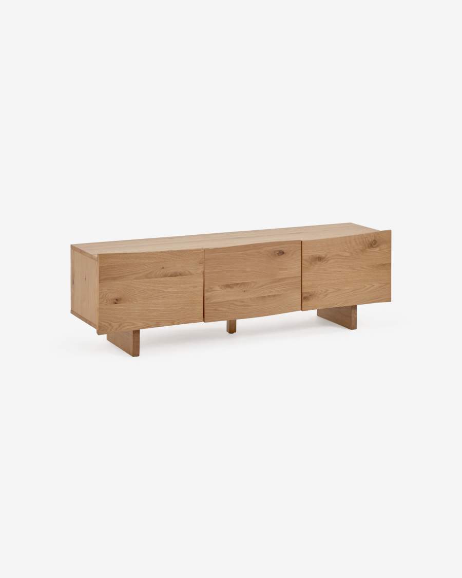 Rasha 3-door TV stand in oak veneer with natural finish 160 x 45 cm.