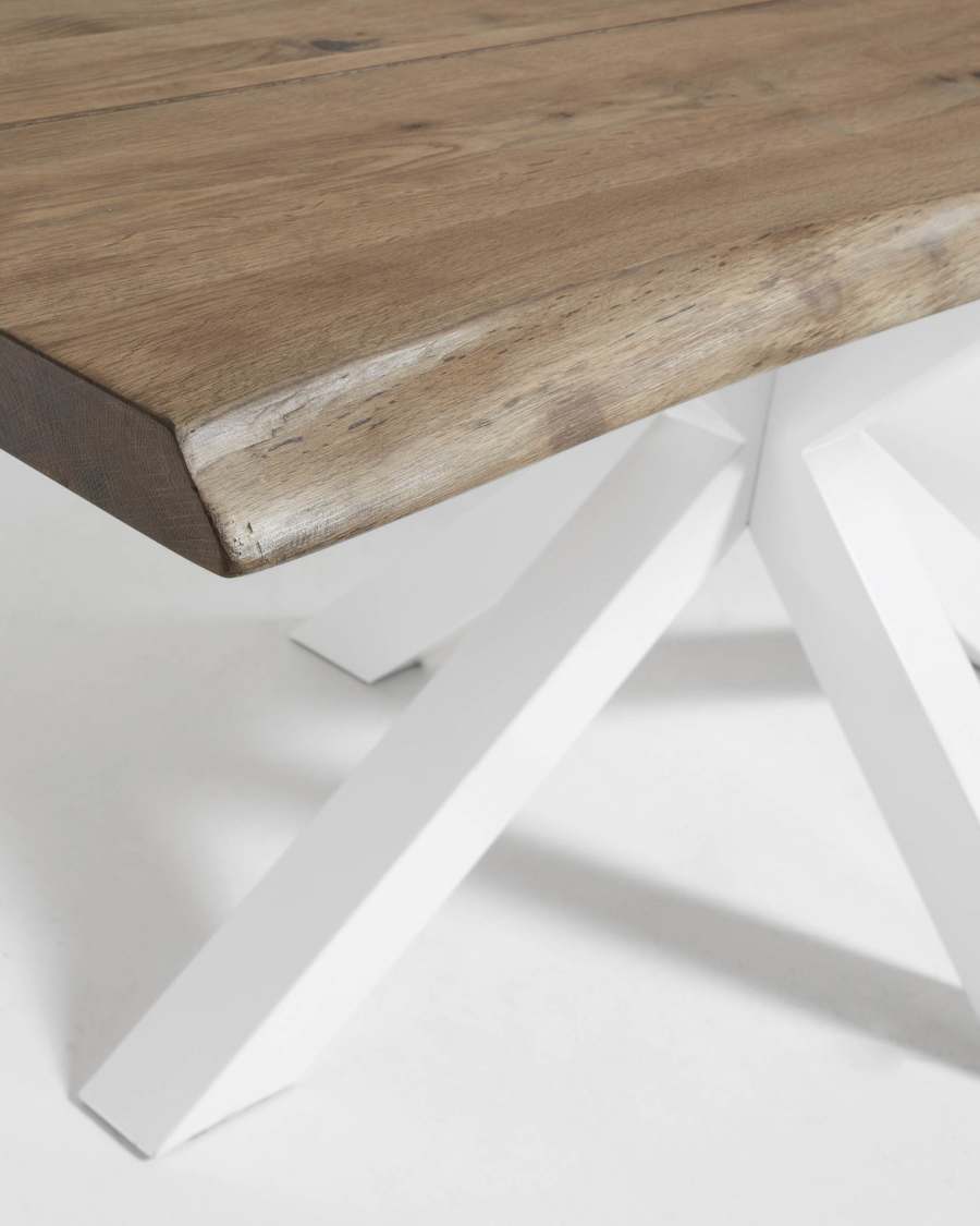 Argo Tisch Eichenfurnier mit Antikfinish und Stahlbeinen weiß 220 x 100 cm