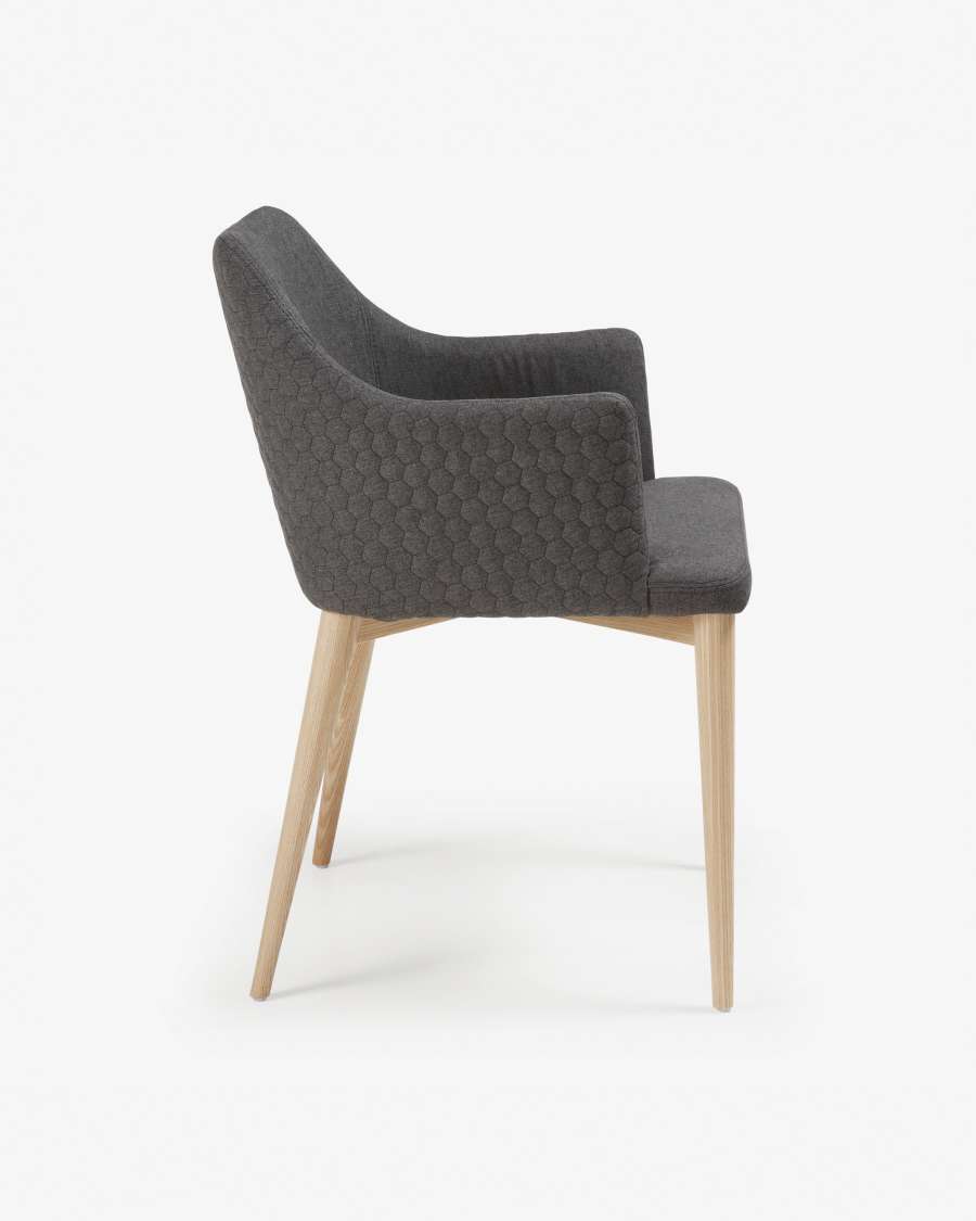Croft dark grey chair with solid ash legs with natural finish