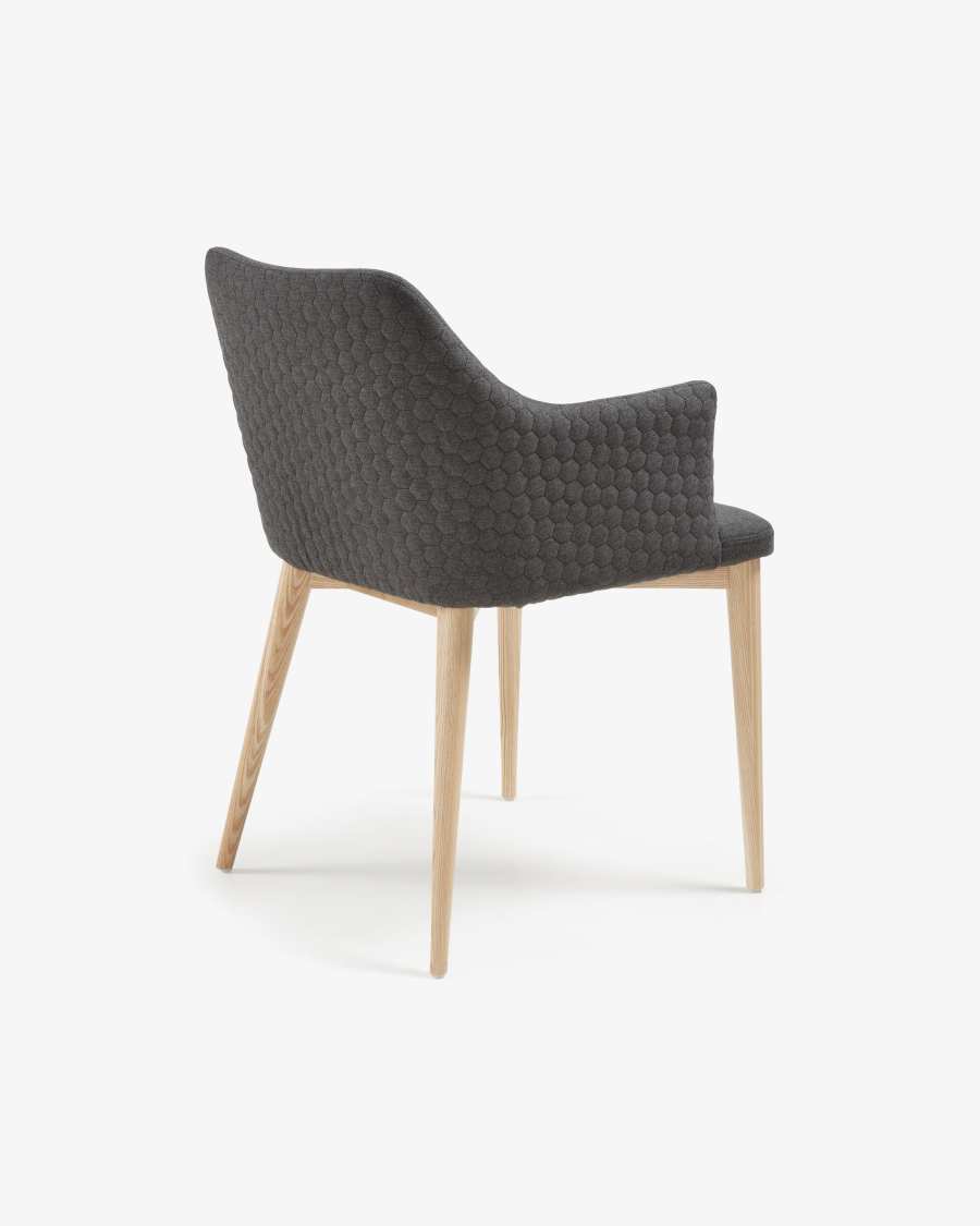 Croft dark grey chair with solid ash legs with natural finish