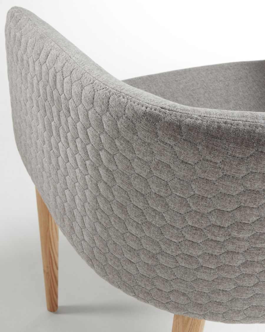 Harlan light grey chair with solid ash legs