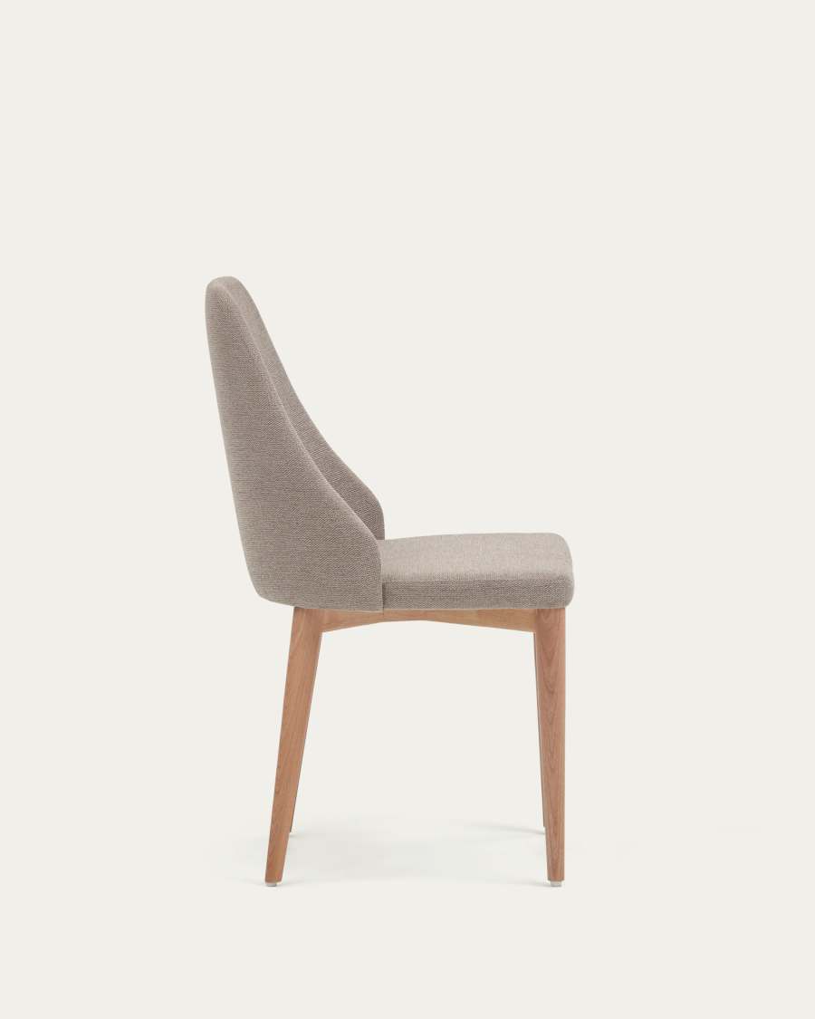 Rosie chair in brown chenille with solid ash wood legs in a natural finish