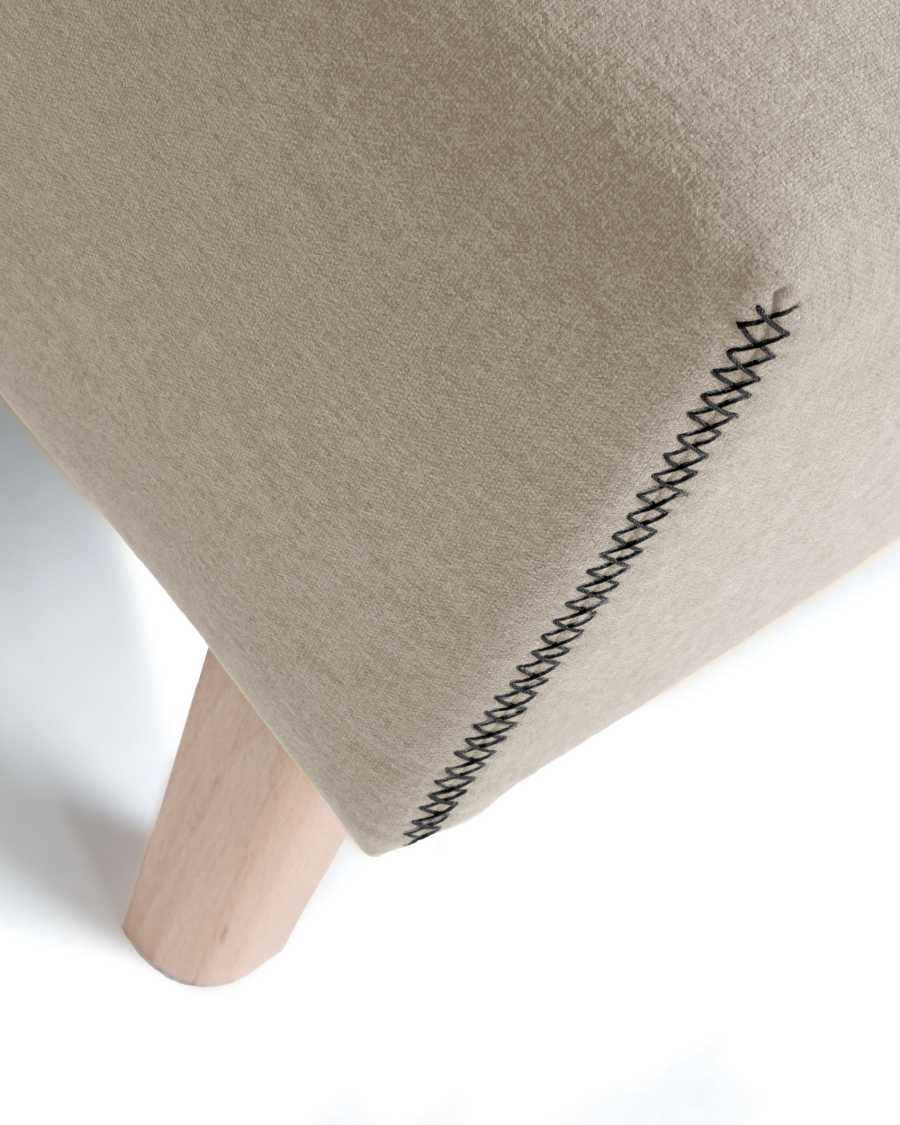 Dyla bench in beige with solid beech wood legs, 111 cm