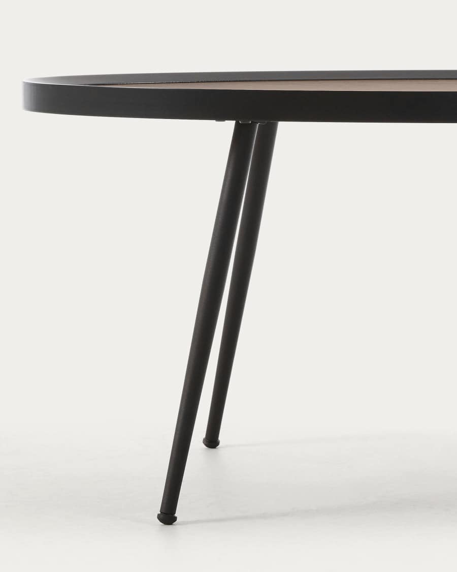 Kinsley Couchtisch Walnussfurnier und Struktur aus Stahl mit schwarzem Finish 102 x 56 cm