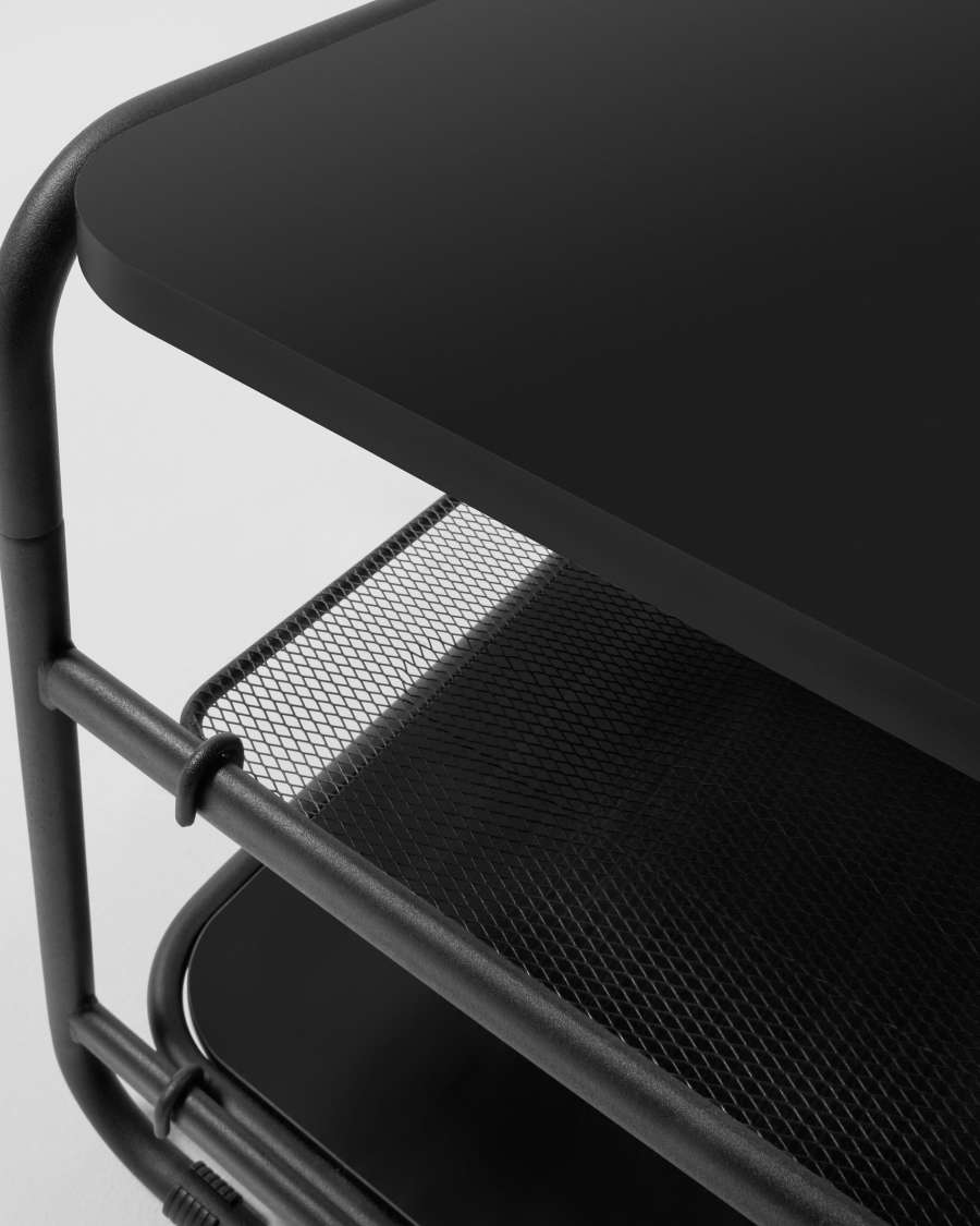 Έπιπλο τηλεόρασης Academy, μελαμίνη και ατσάλι σε μαύρο βαμμένο φινίρισμα, 98x46εκ