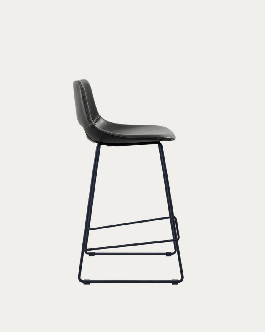 Black synthetic leather Zahara barstool height 65 cm