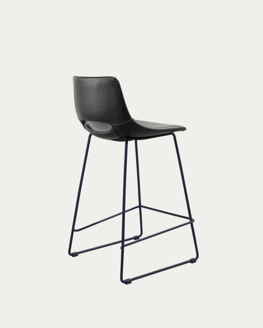 Black synthetic leather Zahara barstool height 65 cm