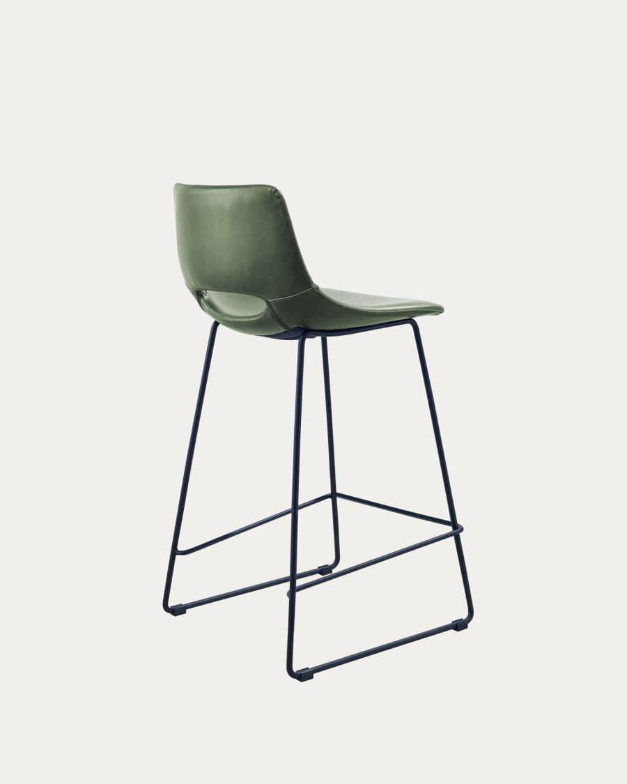 Green synthetic leather Zahara barstool height 65 cm