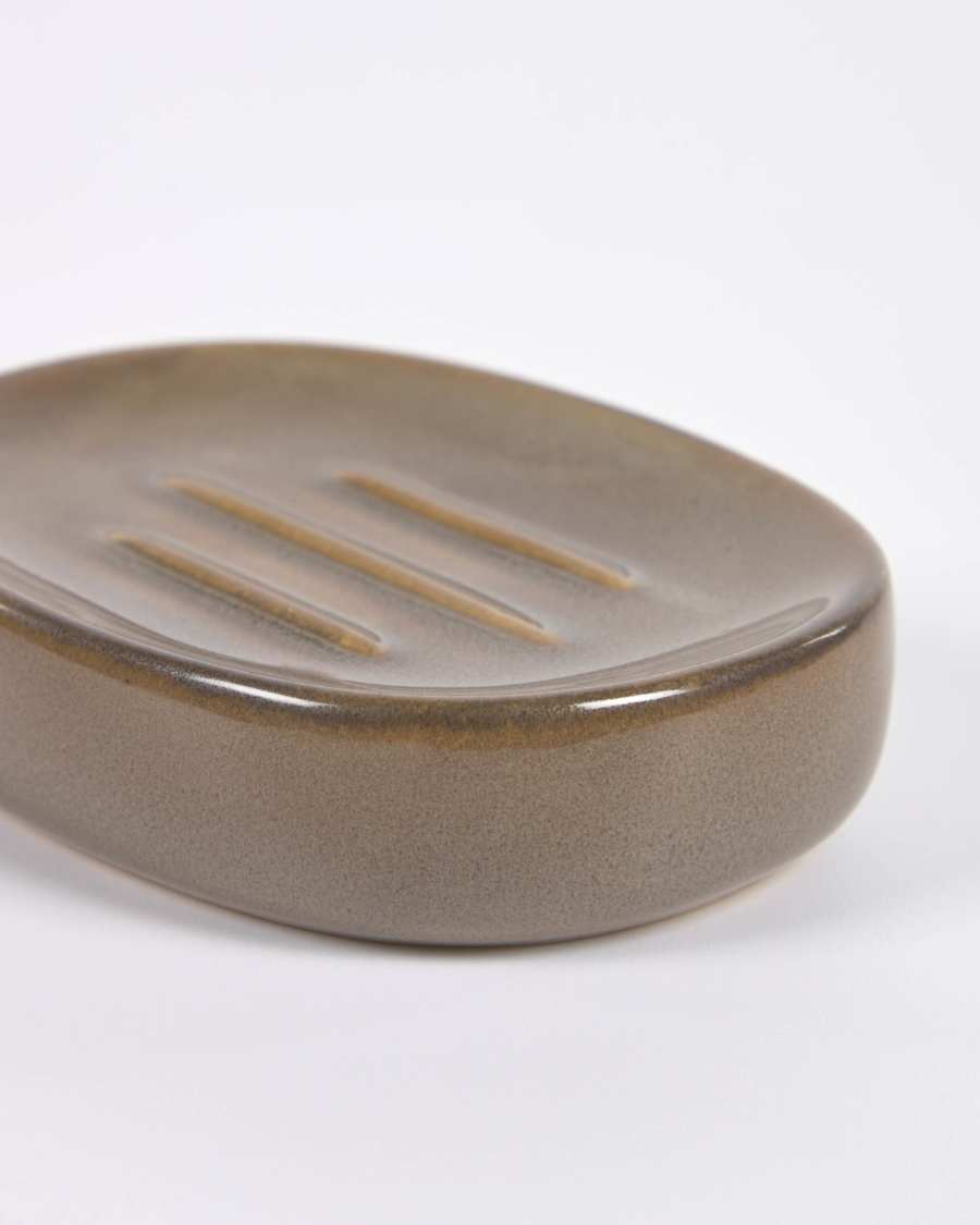 Portasapone Berdolina in ceramica marrone