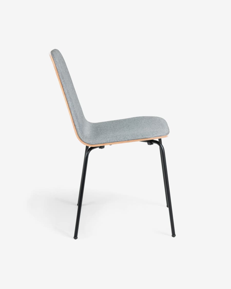 Canele grey chair in oak veneer with natural finish