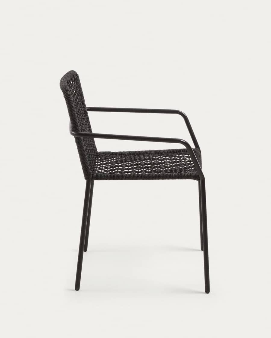 Ellen stackable chair in black cord with galvanised steel