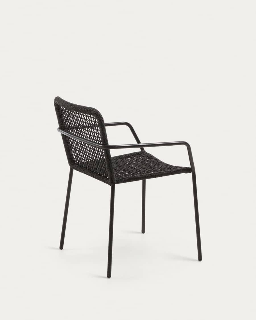 Ellen stackable chair in black cord with galvanised steel