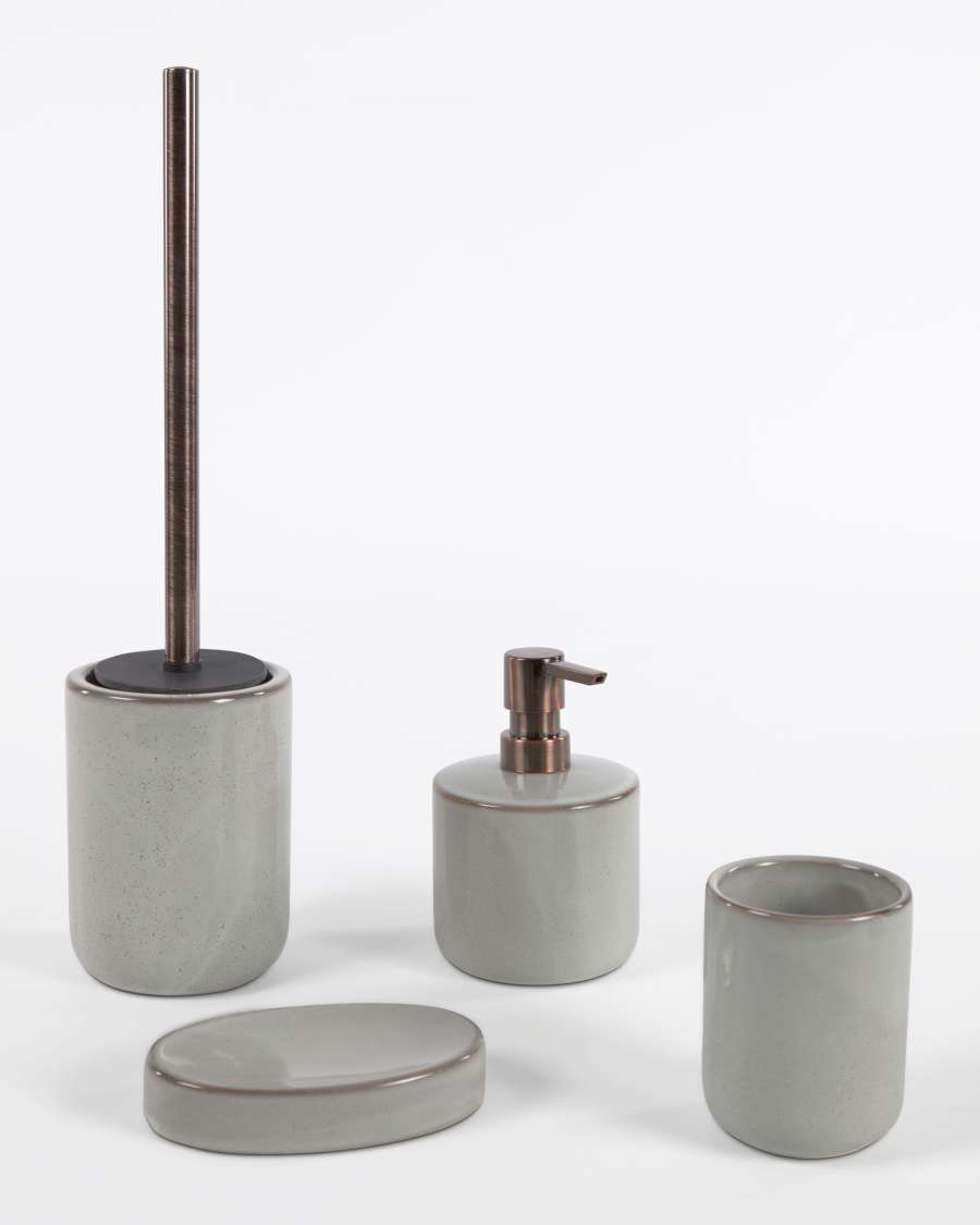 Chavela grey ceramic toothbrush holder
