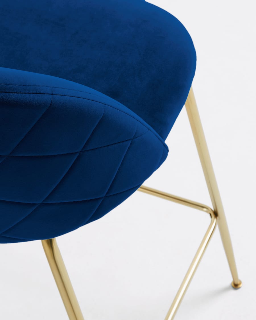 Blue velvet Ivonne stool height 65 cm