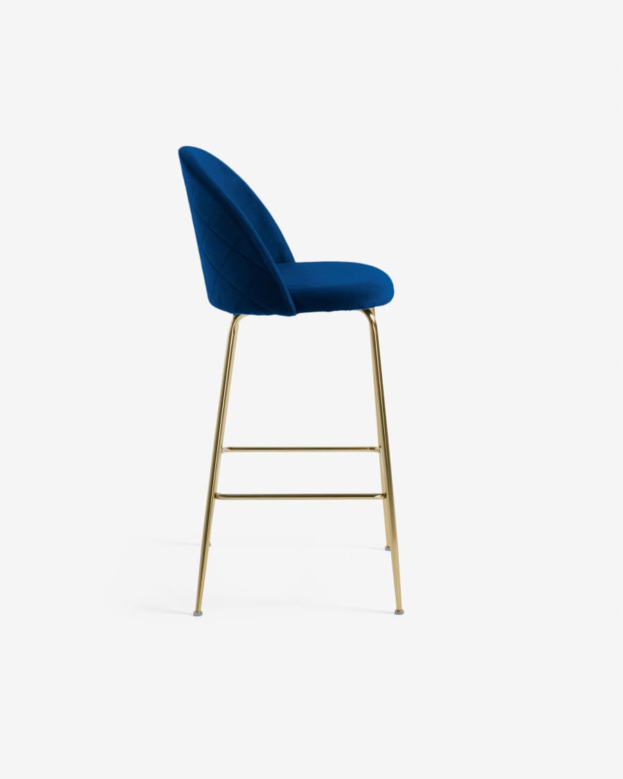 Blue velvet Ivonne stool height 65 cm