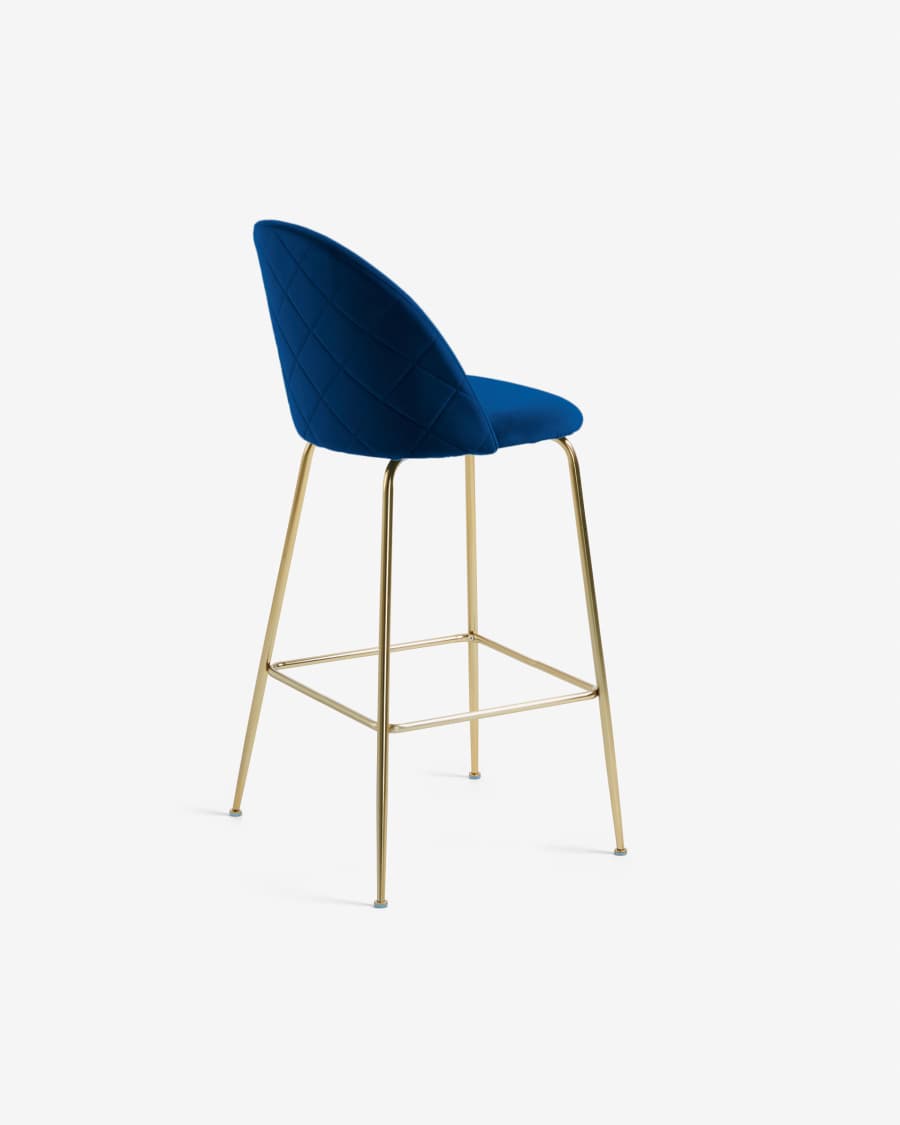 Blue velvet Ivonne stool height 65 cm