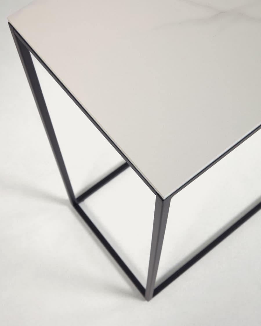 Rewena console table with Kalos Blanco porcelain top and steel structure, 110 x 75 cm