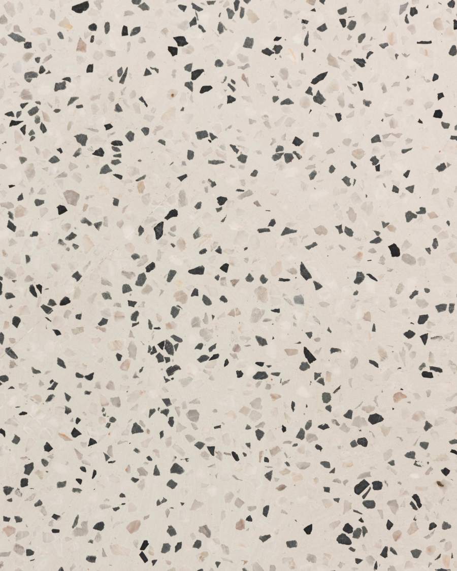 Shanelle runder Tisch aus weißem Terrazzo und schwarzen Stahlbeinen Ø 120 cm