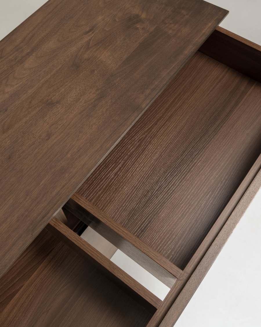 Buffet Cutt 2 portes et 2 tiroirs en placage de noyer américain et acier noir 180 x 73 cm