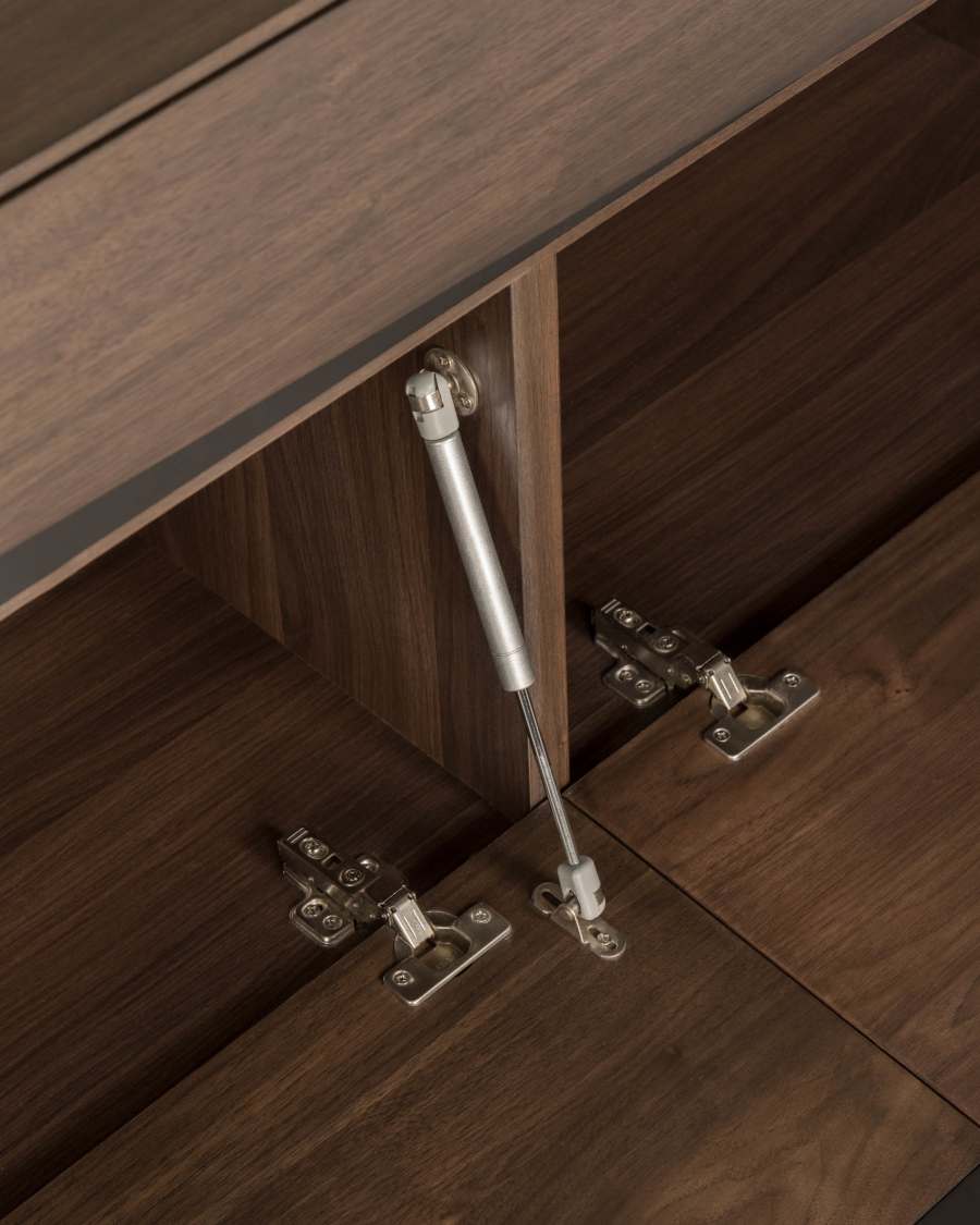 Buffet Cutt 2 portes et 2 tiroirs en placage de noyer américain et acier noir 180 x 73 cm