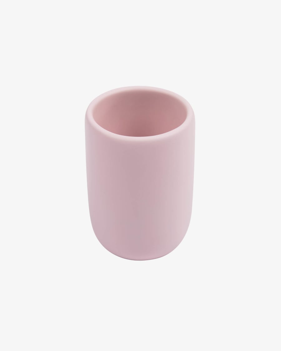 Chia pink polyresin toothbrush holder
