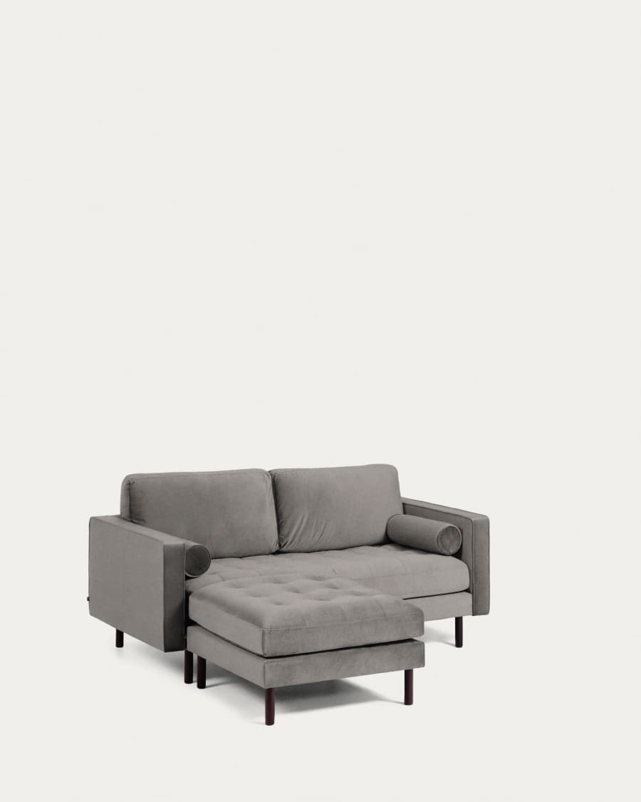 Debra 2-Sitzer Sofa mit Fußablage grauer Samt 182 cm