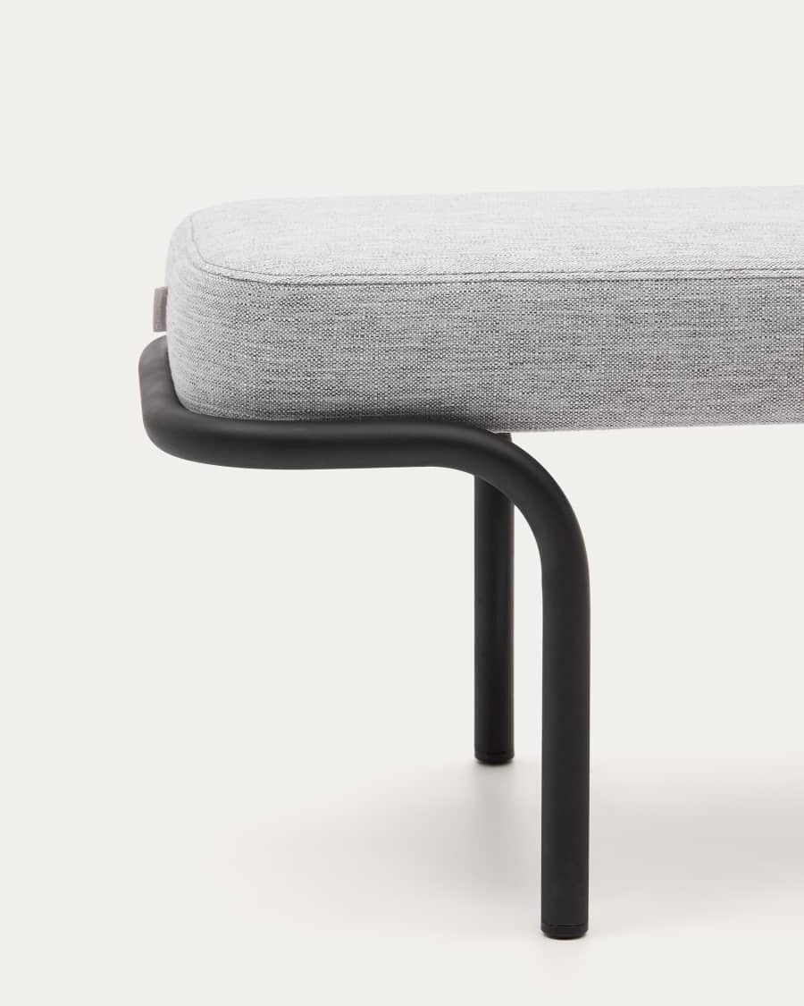 Compo bench in grey and black metal structure, 130 cm