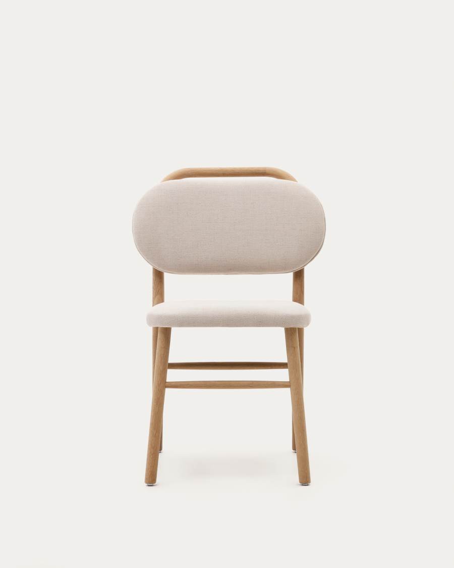 Helda chair in beige chenille and solid oak wood FSC Mix Credit