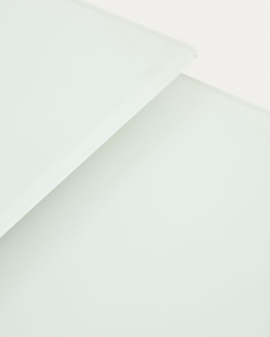 Atminda extendable table in glass and MDF with steel legs in white, 160 (210) x 90 cm